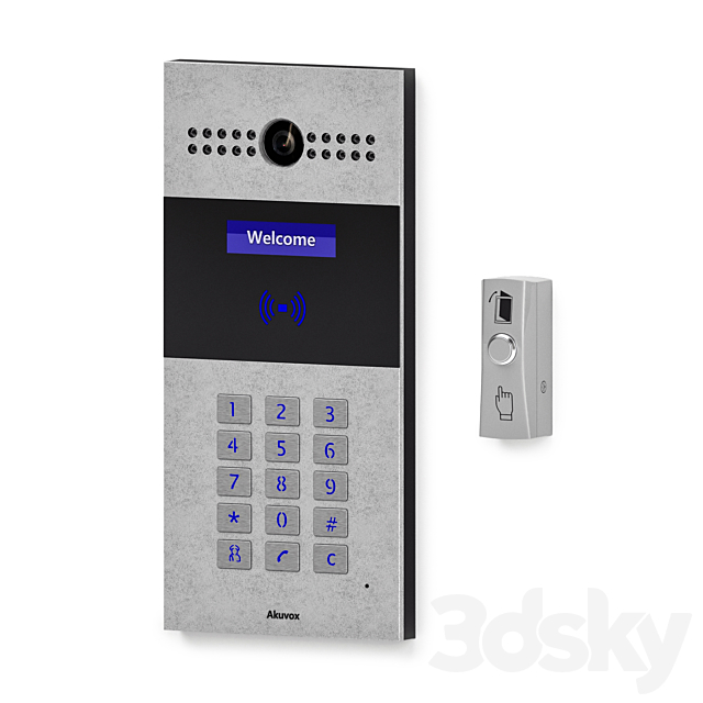 On-door speakerphone Akuvox R27 and exit button Slinex DR-02 3DSMax File - thumbnail 1