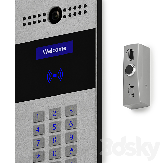 On-door speakerphone Akuvox R27 and exit button Slinex DR-02 3DSMax File - thumbnail 3