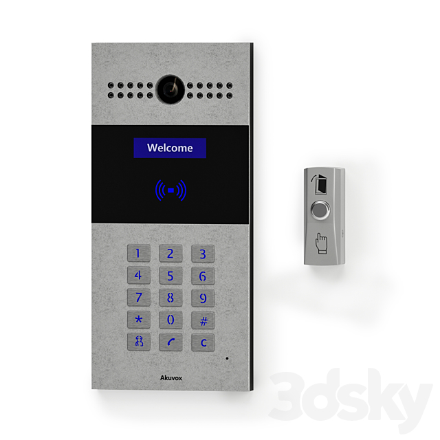 On-door speakerphone Akuvox R27 and exit button Slinex DR-02 3DSMax File - thumbnail 4