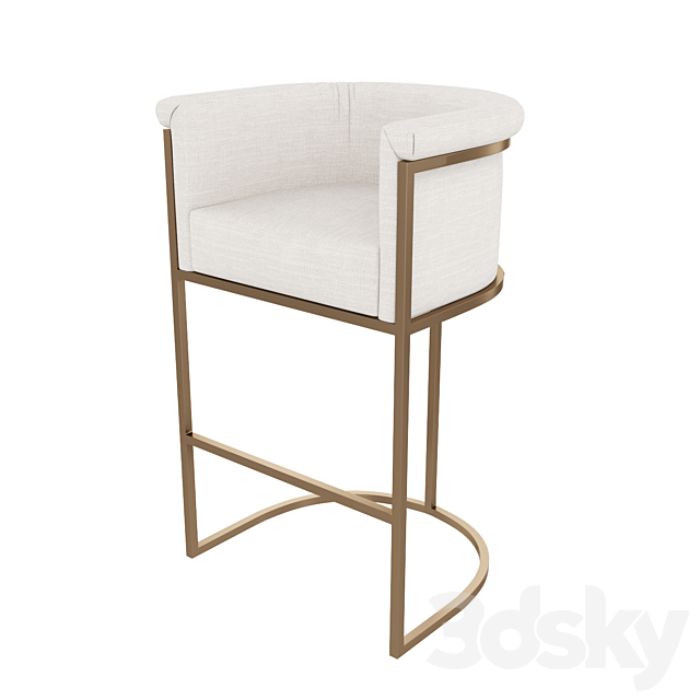 Bar stool Wexler Barrelback Fabric 3d