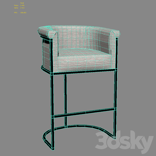 Bar stool Wexler Barrelback Fabric 3dsky