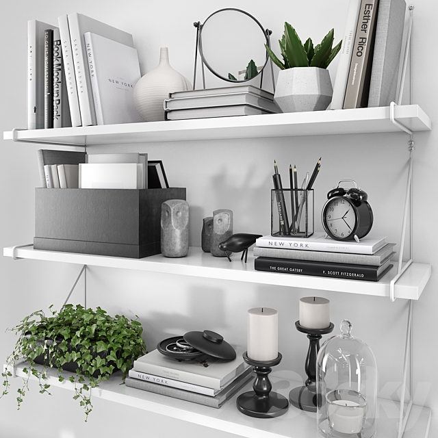 Shelves BERGSHULT _ PERSGULT (IKEA) with decorative filling 3DSMax File - thumbnail 2