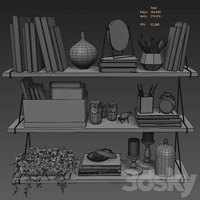 Shelves BERGSHULT _ PERSGULT (IKEA) with decorative filling 3DSMax File - thumbnail 5