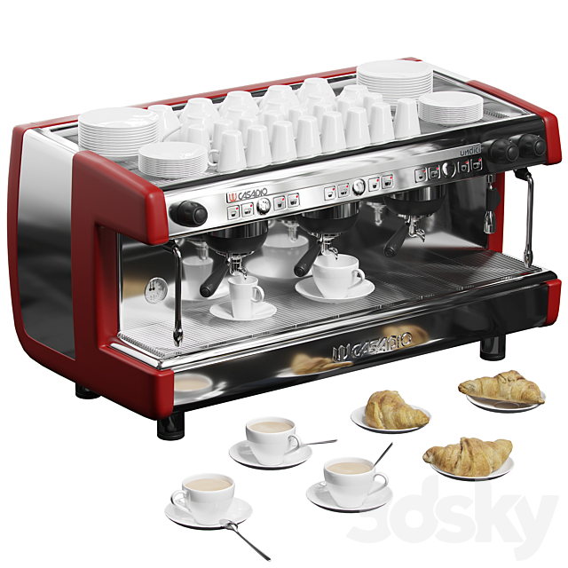 Casadio Undici A3 coffee machine with croissants 3DSMax File - thumbnail 1