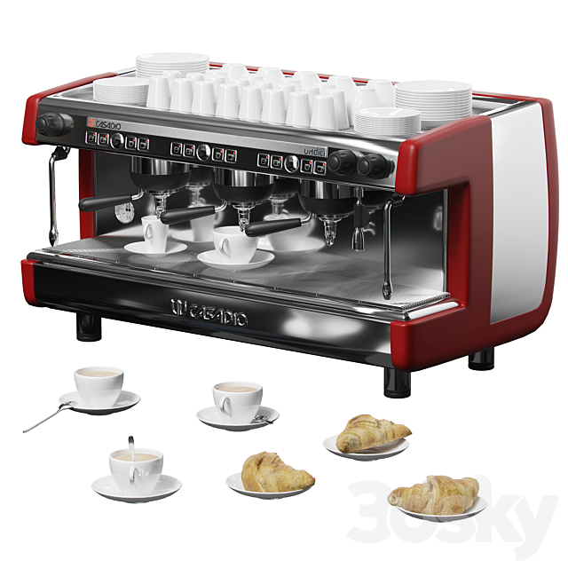 Casadio Undici A3 coffee machine with croissants 3DSMax File - thumbnail 2