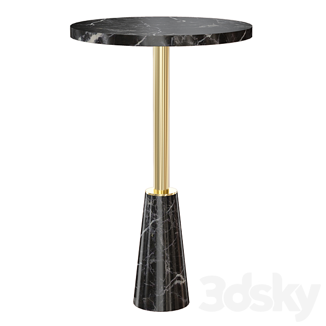 Leni Black Marble Drink Table (Crate and Barrel) 3d