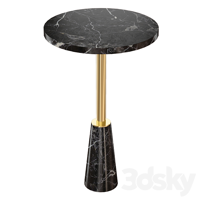 Leni Black Marble Drink Table (Crate and Barrel) 3dsky