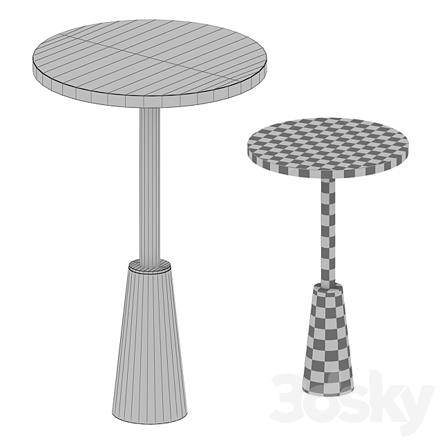Leni Black Marble Drink Table (Crate and Barrel) 3dskyfree