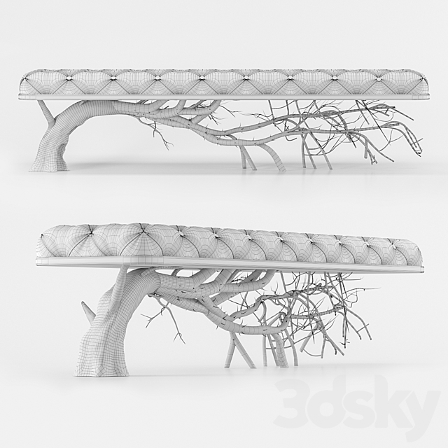 modern tree tufted bench 3DSMax File - thumbnail 2