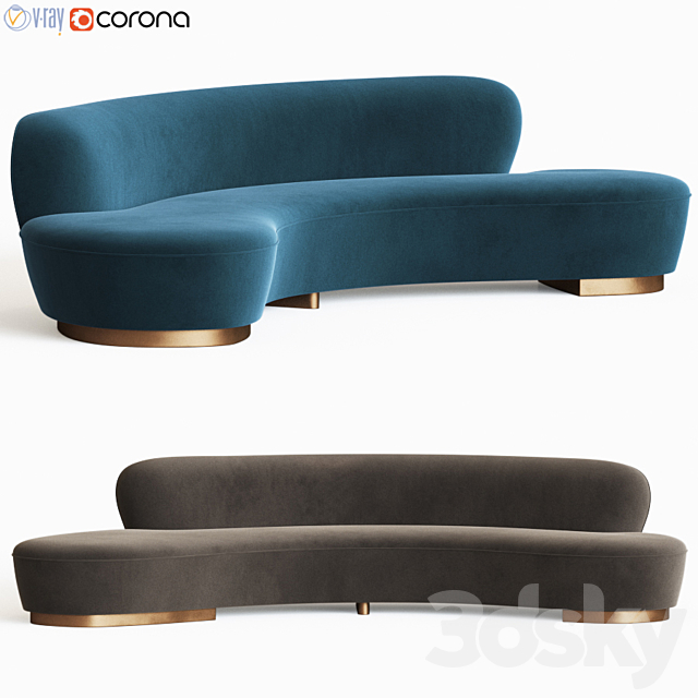 Freeform Curved Sofa Vladimir Kagan 3DSMax File - thumbnail 1