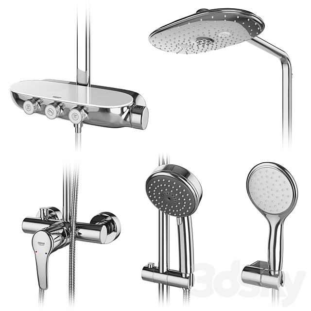 Shower systems GROHE set 97 3DSMax File - thumbnail 3