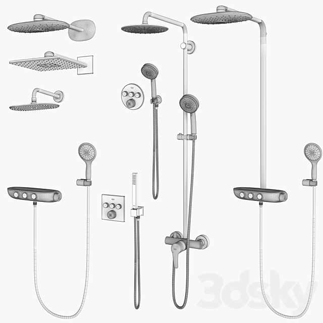 Shower systems GROHE set 97 3DSMax File - thumbnail 5