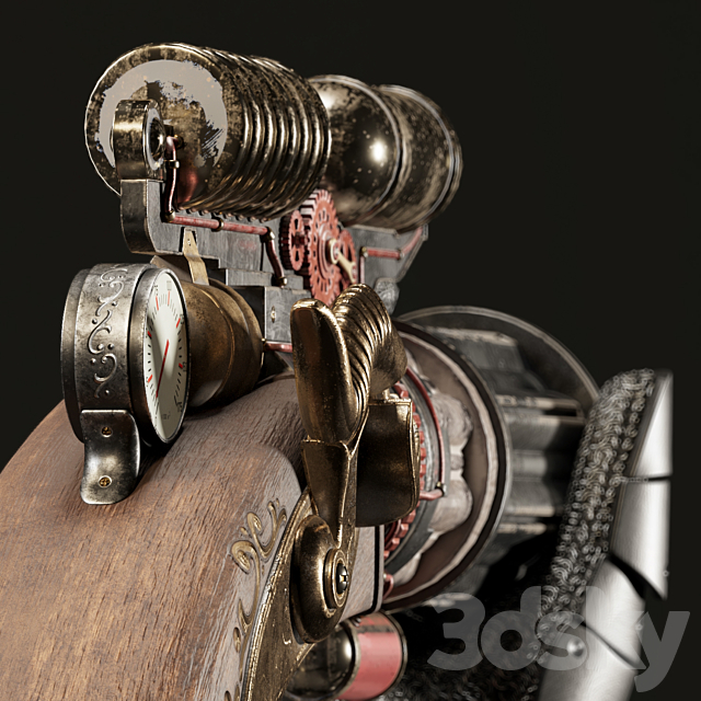 Decorative Steampunk Gun 3DSMax File - thumbnail 4