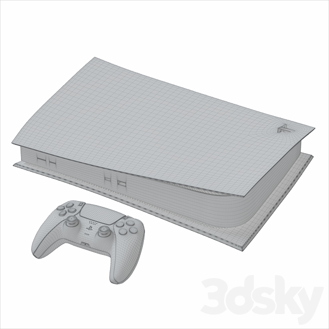 Sony PlayStation 5 console with ps5 gamepad 3dsky