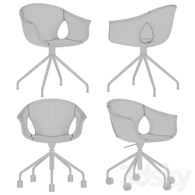 Poltrona Frau-office chair set 2 3DSMax File - thumbnail 2