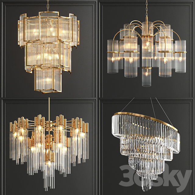 Collection of modern crystal chandeliers 3DSMax File - thumbnail 1