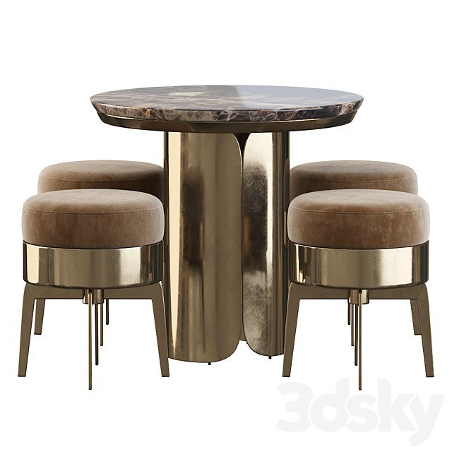 Gabriel Coffe Table and Feel Good Pouf 3d