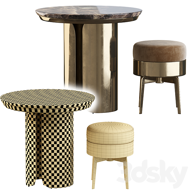 Gabriel Coffe Table and Feel Good Pouf 3dsky