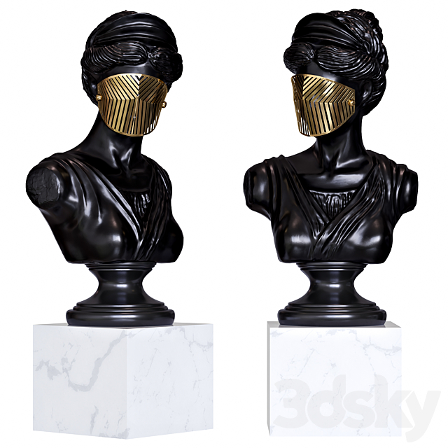 Bust Woman in Mask Figurine 3DSMax File - thumbnail 1