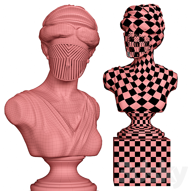 Bust Woman in Mask Figurine 3DSMax File - thumbnail 3