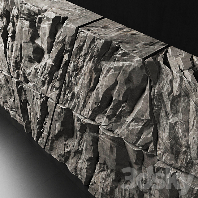 Stone rock wall splinter slab n2 _ Stone rock wall slab from parts 3dsky