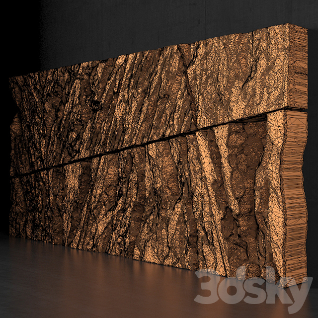 Stone rock wall splinter slab n2 _ Stone rock wall slab from parts 3dskyfree