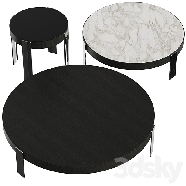 Minotti Mattia Round Coffee Tables 3d