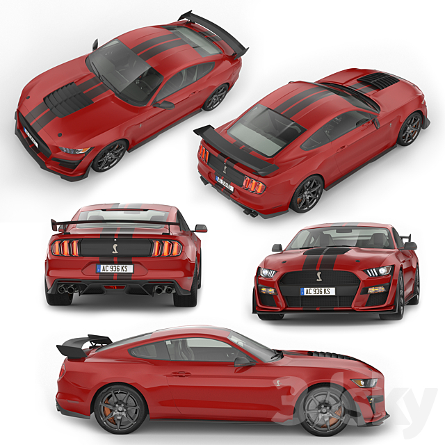 Ford Mustang Shelby GT500 2020 with HQ Interior 3d