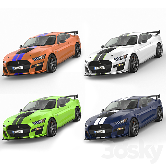 Ford Mustang Shelby GT500 2020 with HQ Interior 3dsky