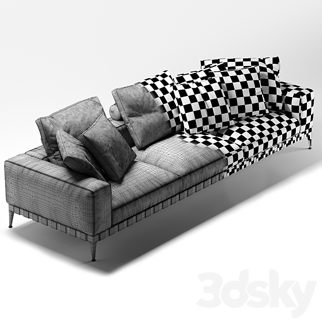 Flexform Gregory 3 seater sofa 3DSMax File - thumbnail 5