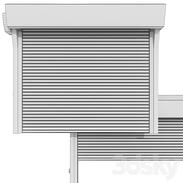 Metal industrial high speed door with horizontal transparent lamellas 3d