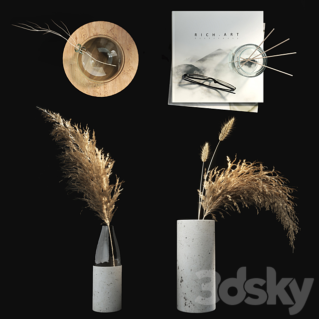 Decorative set with dry plants 01 3DSMax File - thumbnail 2