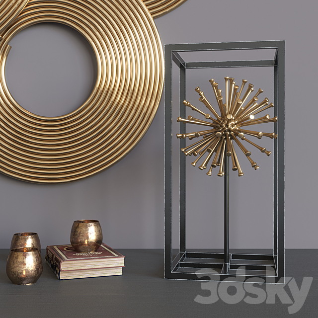 Decorative set golden 3d