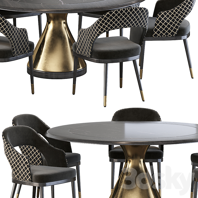 Stainless Steel Chair and Dolly Tonin Casa table 3DSMax File - thumbnail 4