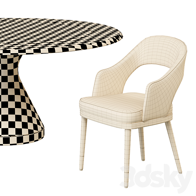 Stainless Steel Chair and Dolly Tonin Casa table 3DSMax File - thumbnail 5