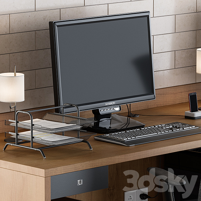 Office Furniture – employee Set 05 3DSMax File - thumbnail 3
