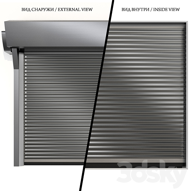 Metal industrial high speed door with horizontal transparent lamellas 3dskyfree