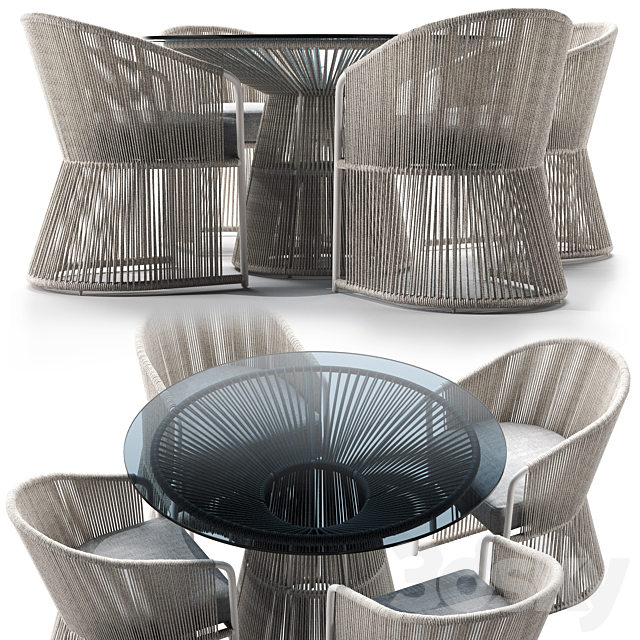 Tibidabo Table and Tibidabo Dining Armchair 3d