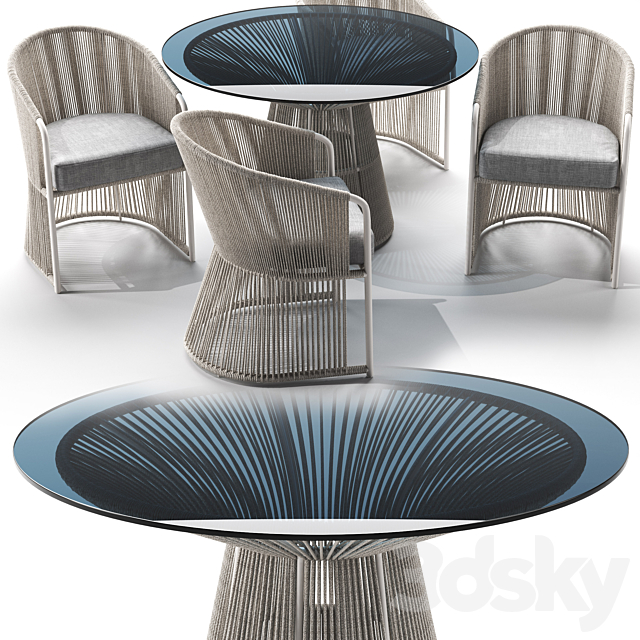 Tibidabo Table and Tibidabo Dining Armchair 3dsky