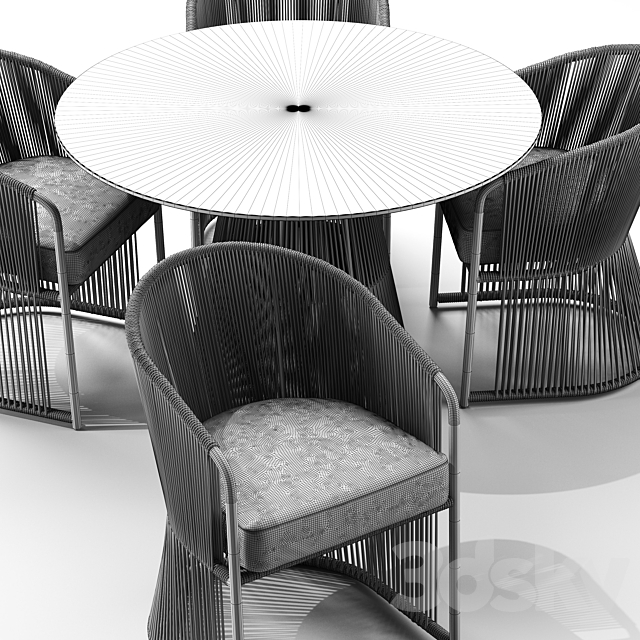 Tibidabo Table and Tibidabo Dining Armchair 3dskyfree