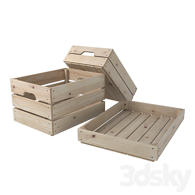 Wooden boxes (3 pcs.) 3d