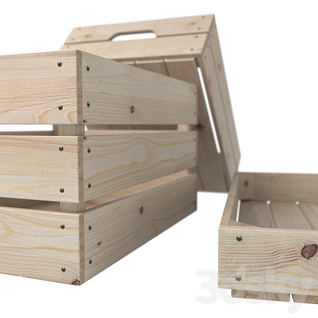 Wooden boxes (3 pcs.) 3dsky