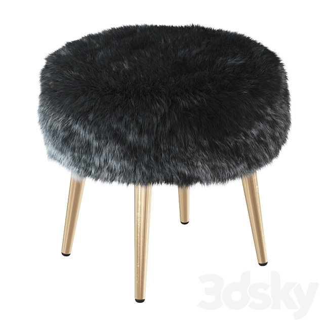 Round chair black fur 3DSMax File - thumbnail 1