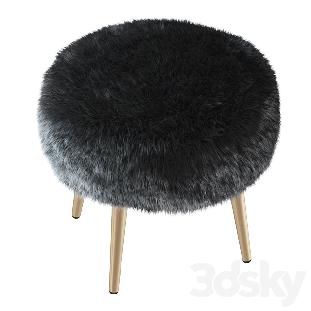 Round chair black fur 3DSMax File - thumbnail 2
