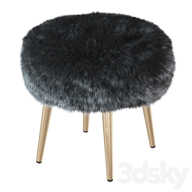 Round chair black fur 3DSMax File - thumbnail 3