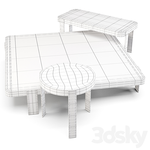 Minotti: Mattia - Coffee Tables Set 02 3dsky