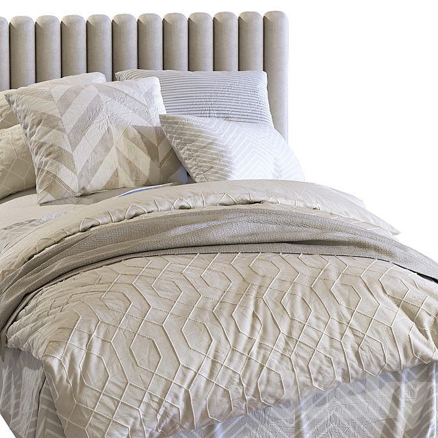 Bed with a soft headboard 4 3dsky