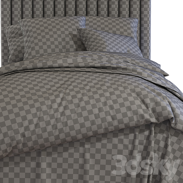 Bed with a soft headboard 4 3dskyfree