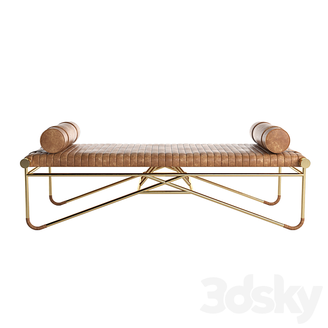 CB2 La Strizza Saddle Leather Bench With Bolster Pillows Other soft