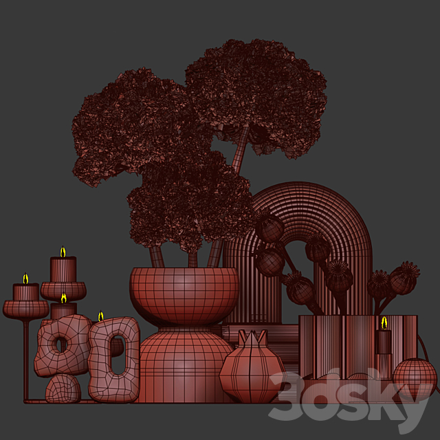 Decor_set_03 with Fluffy Dried Flower 3dsky